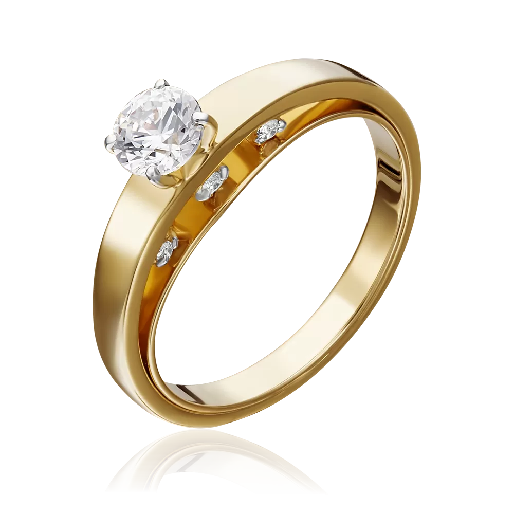 Помолвочное кольцо из лимонного золота с фианитами 01-5258-00-501-1130-38