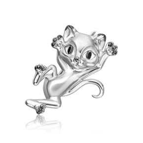 Брошь «Кошка» из серебра c эмалью 04-0266-00-000-0200