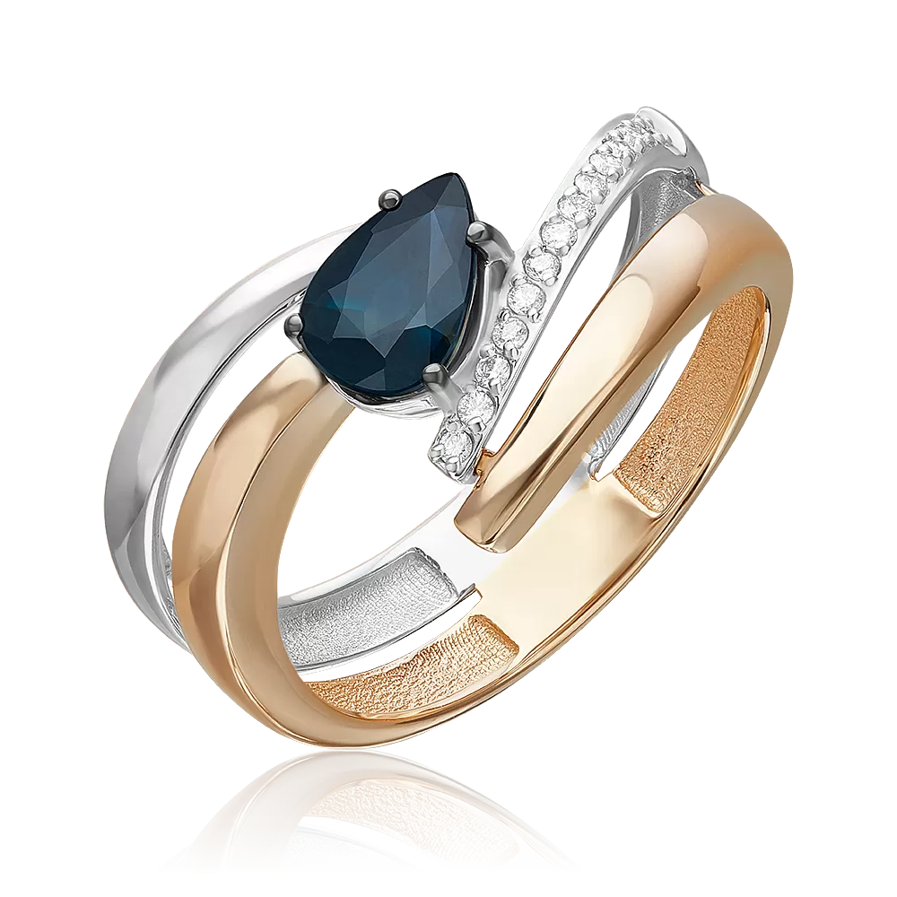 Кольцо из комбинированного золота с сапфиром и бриллиантами 01-5745-00-105-1111