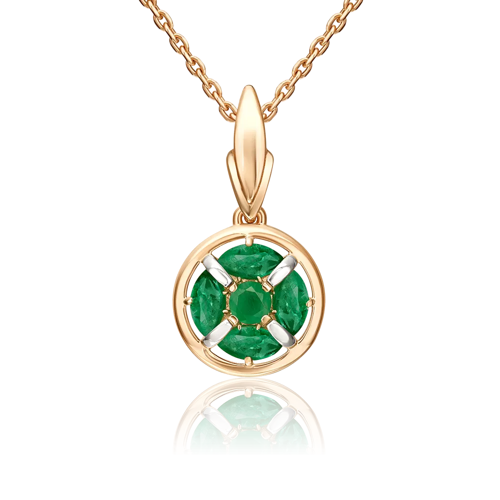 Подвеска из красного золота с изумрудами 03-3632-00-103-1110