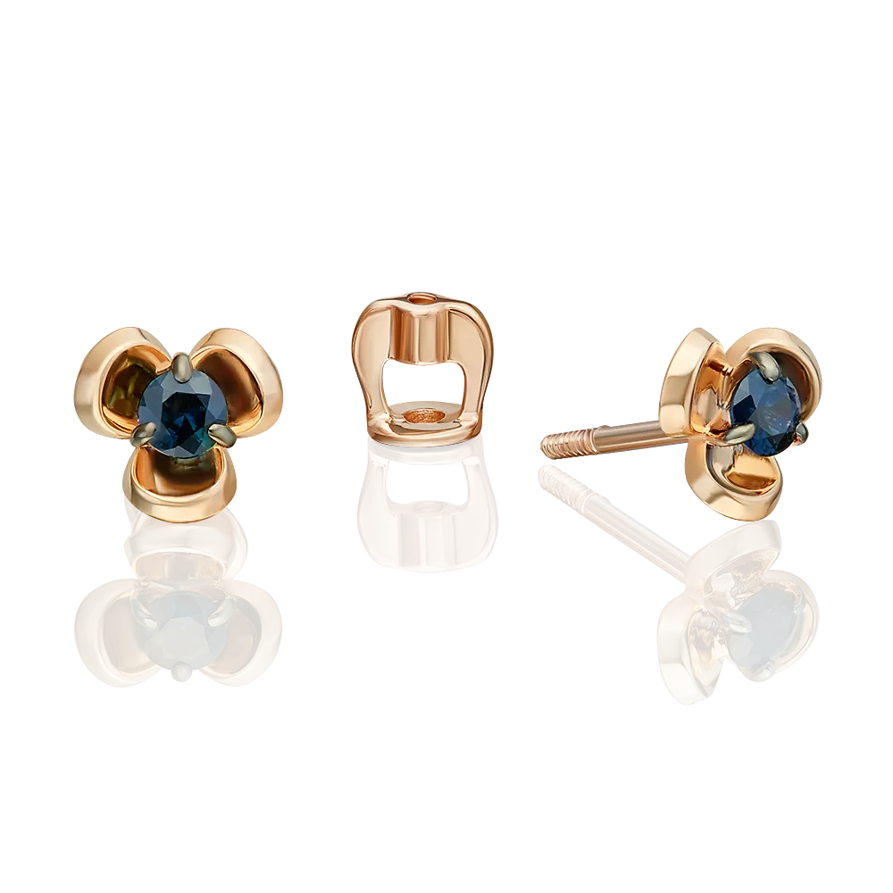 Серьги-пусеты из красного золота с сапфиром 02-5483-00-102-1110