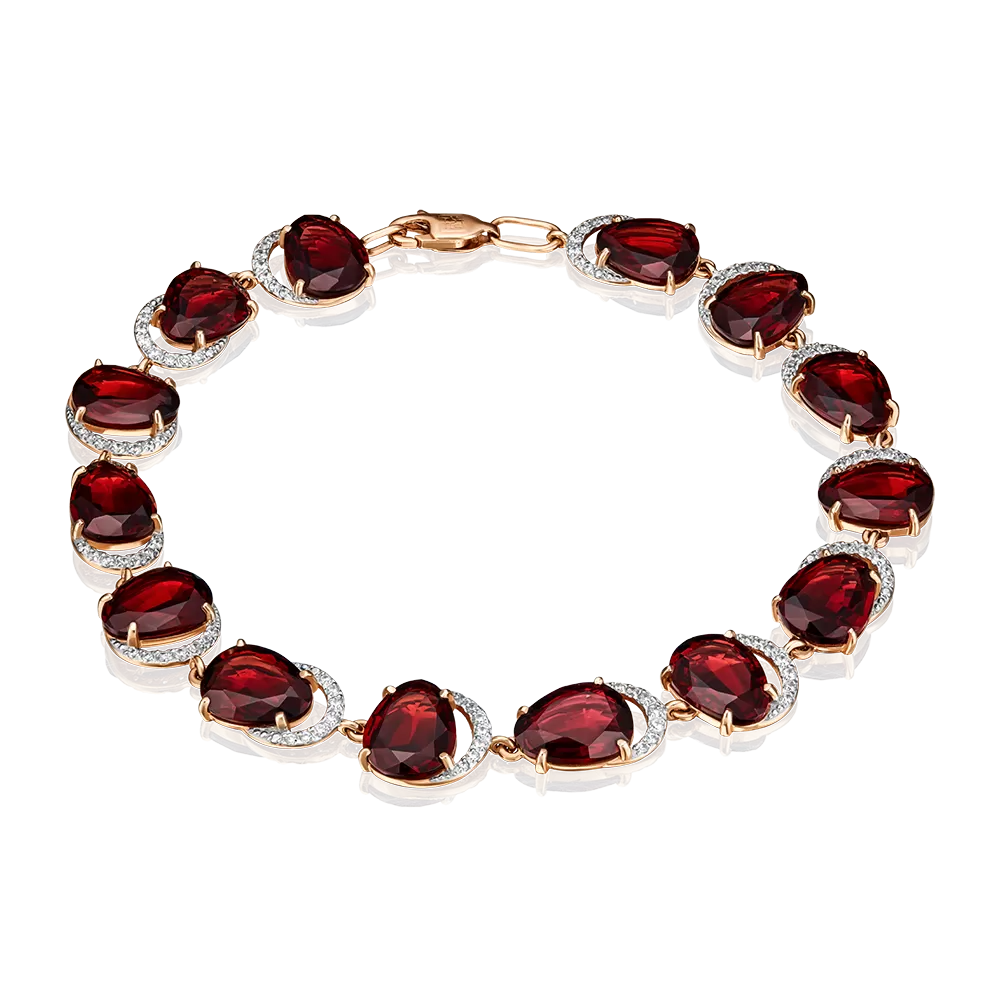 Браслет из красного золота с гранатами и фианитами 05-0527-00-210-1110-46