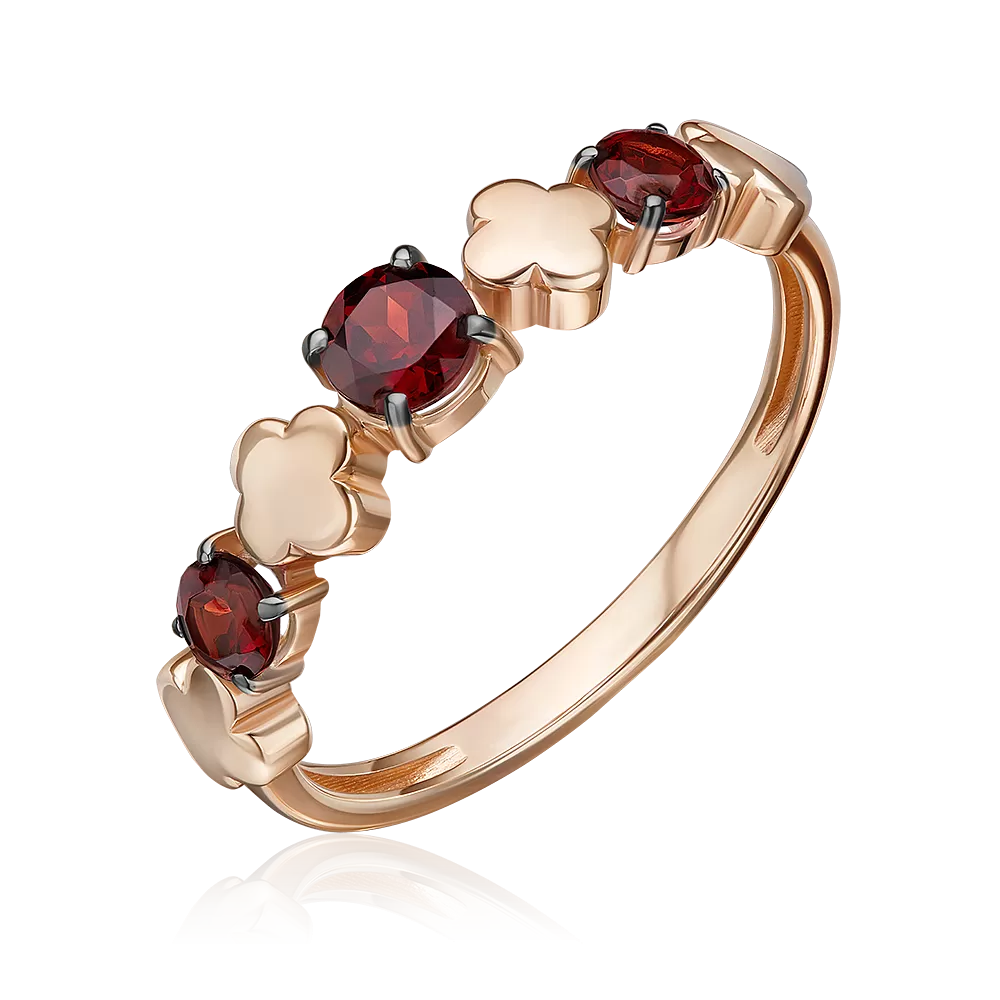Кольцо из красного золота с гранатами 01-5835-00-204-1110