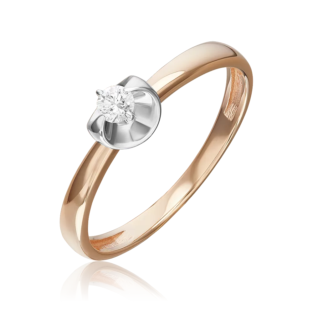 Кольцо из комбинированного золота с бриллиантом 01-5809-00-101-1111