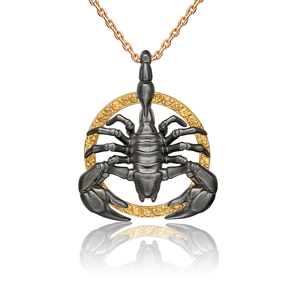 Подвеска «Скорпион» из комбинированного золота с цитринами 03-3490-00-206-1111