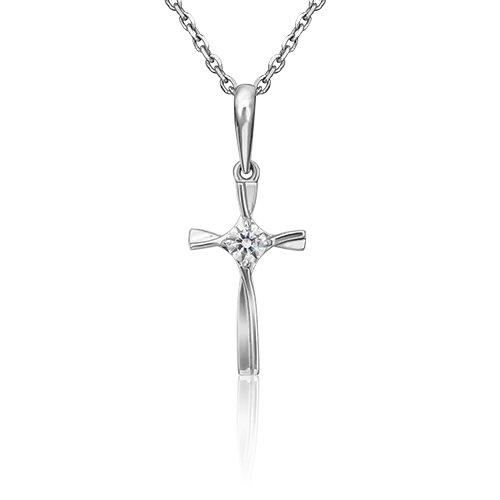 Декоративный крест из платины с бриллиантом 03-3091-00-101-2100-30