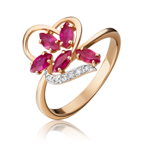 Кольцо из красного золота с рубином и бриллиантом 01-1521-00-107-1110-30