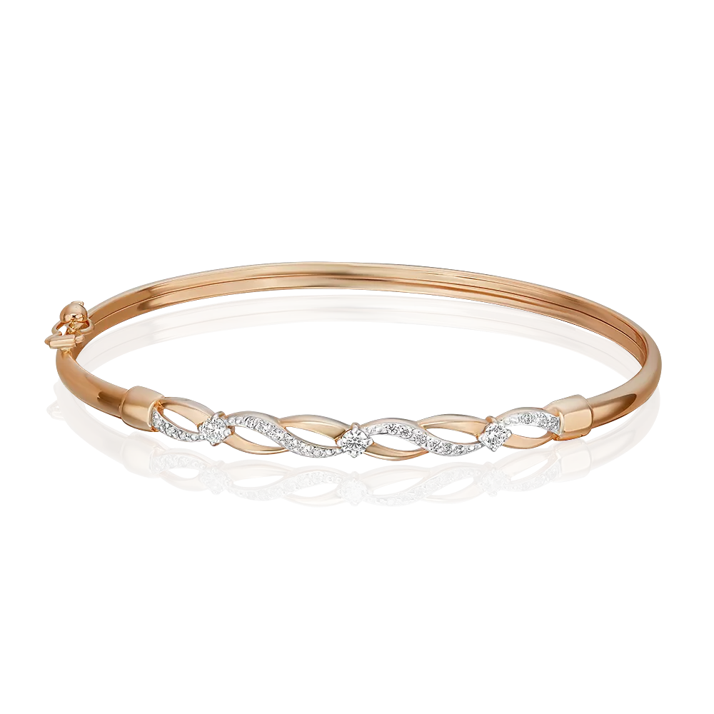 Браслет жесткий из красного золота с фианитами 05-0509-00-401-1110-23