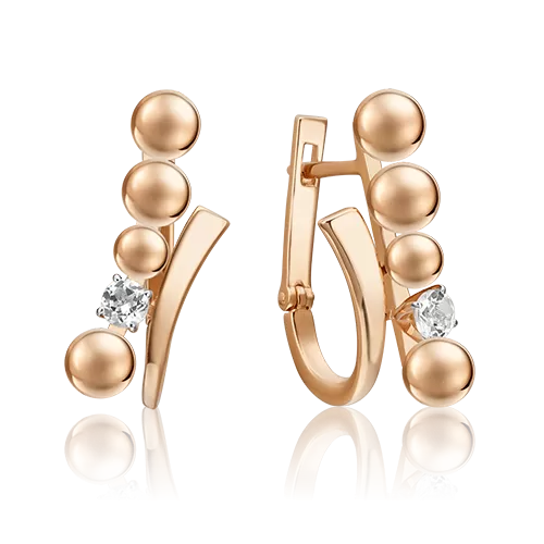 Серьги «Совершенство» из красного золота с натуральным топазом white 02-4837-00-201-1110