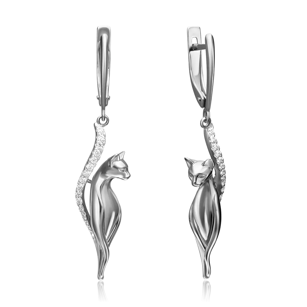 Серьги «Грация» с английским замком из серебра с фианитами 02-4396-00-401-0200