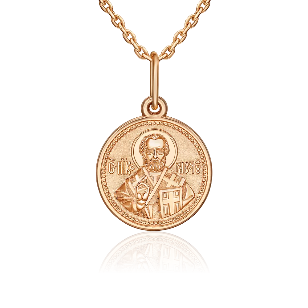 Иконка «Святой Николай Чудотворец» из красного золота 03-1783-01-000-1110