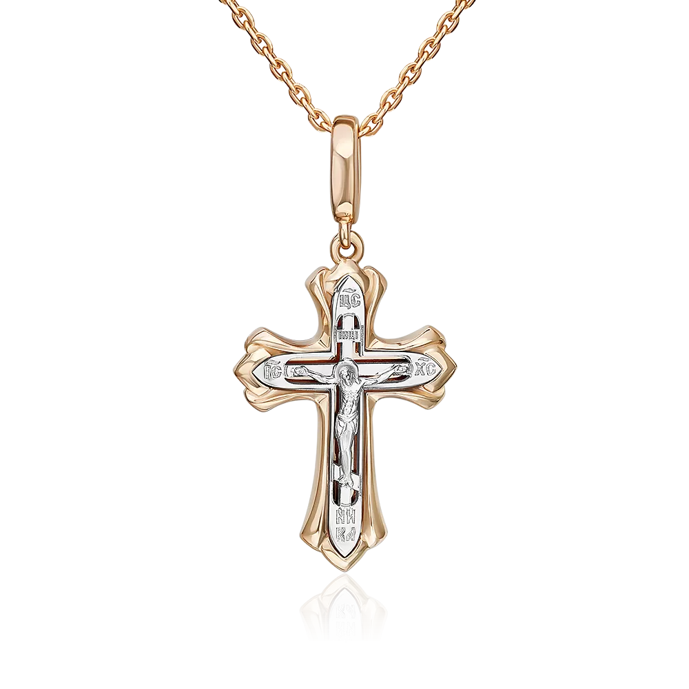 Православный крест из комбинированного золота 03-3554-00-000-1111