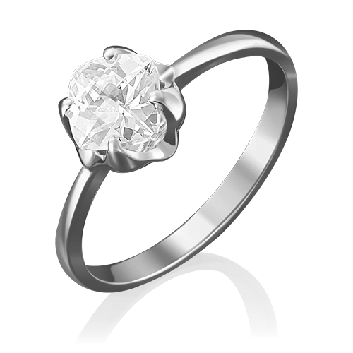 Помолвочное кольцо из белого золота с фианитом 01-4877-00-501-1120-38