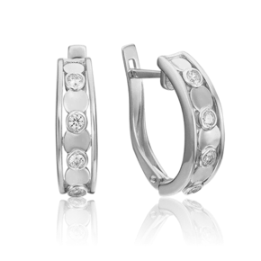 Серьги с английским замком из белого золота c фианитами 02-4545-00-401-1120-03