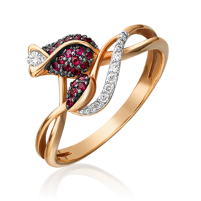 Кольцо из красного золота c бриллиантами и рубинами 01-1565-00-107-1110-30