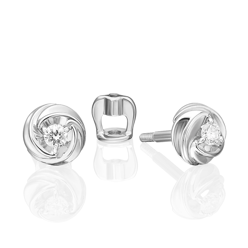 Серьги-пусеты из белого золота с бриллиантом 02-5449-00-101-1120