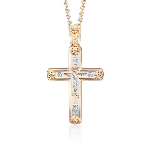Православный крест из комбинированного золота 03-2730-00-000-1111-66