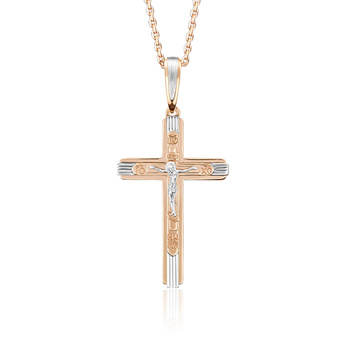 Православный крест из комбинированного золота 03-2732-00-000-1111-66
