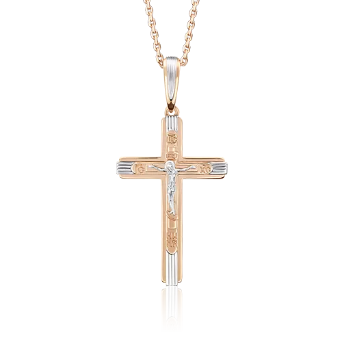 Православный крест из комбинированного золота 03-2732-00-000-1111-66