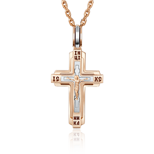 Православный крест из комбинированного золота с эмалью 03-2791-00-000-1111-66