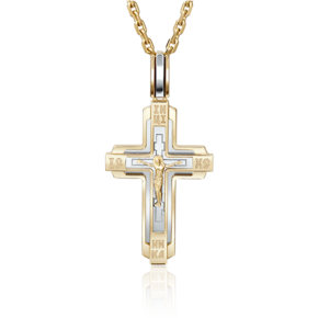 Православный крест из комбинированного золота с эмалью 03-2791-00-000-1121-66
