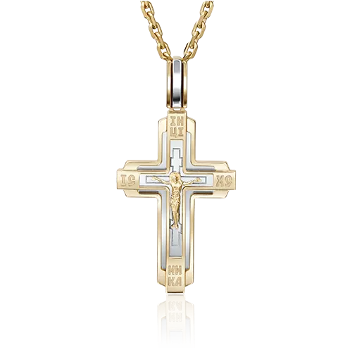 Православный крест из комбинированного золота с эмалью 03-2791-00-000-1121-66