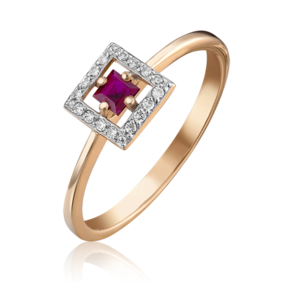 Кольцо из красного золота с рубином и бриллиантом 01-1520-00-107-1110-30