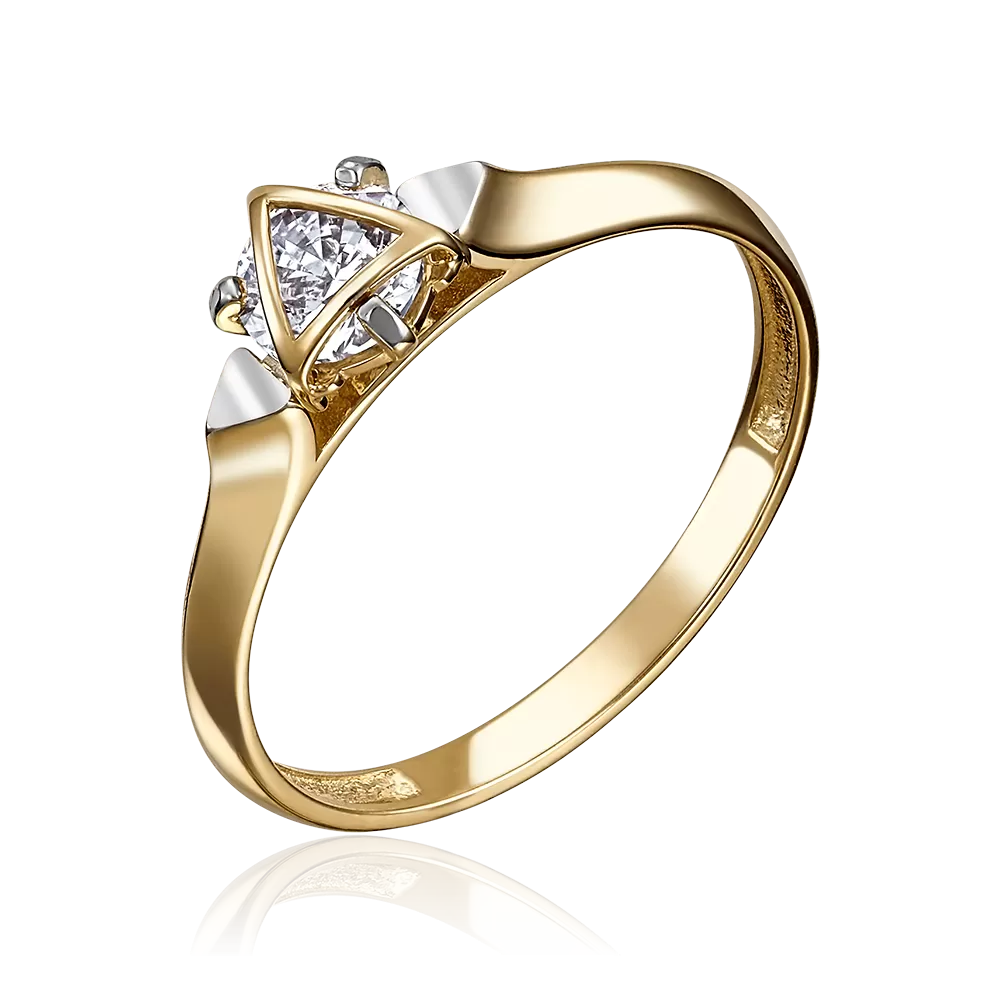 Кольцо из лимонного золота с фианитом 01-5104-00-501-1130-38