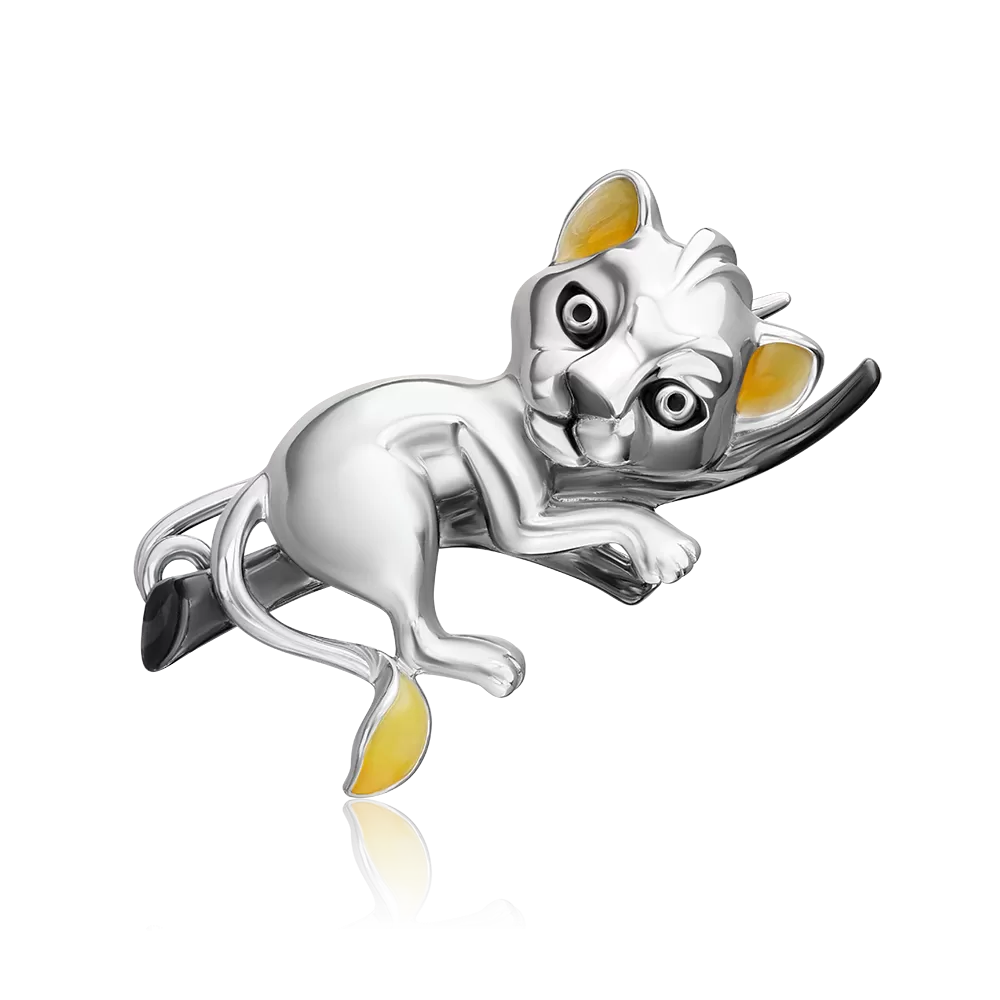 Брошь «Львёнок» из серебра с эмалью 04-0274-00-000-0200