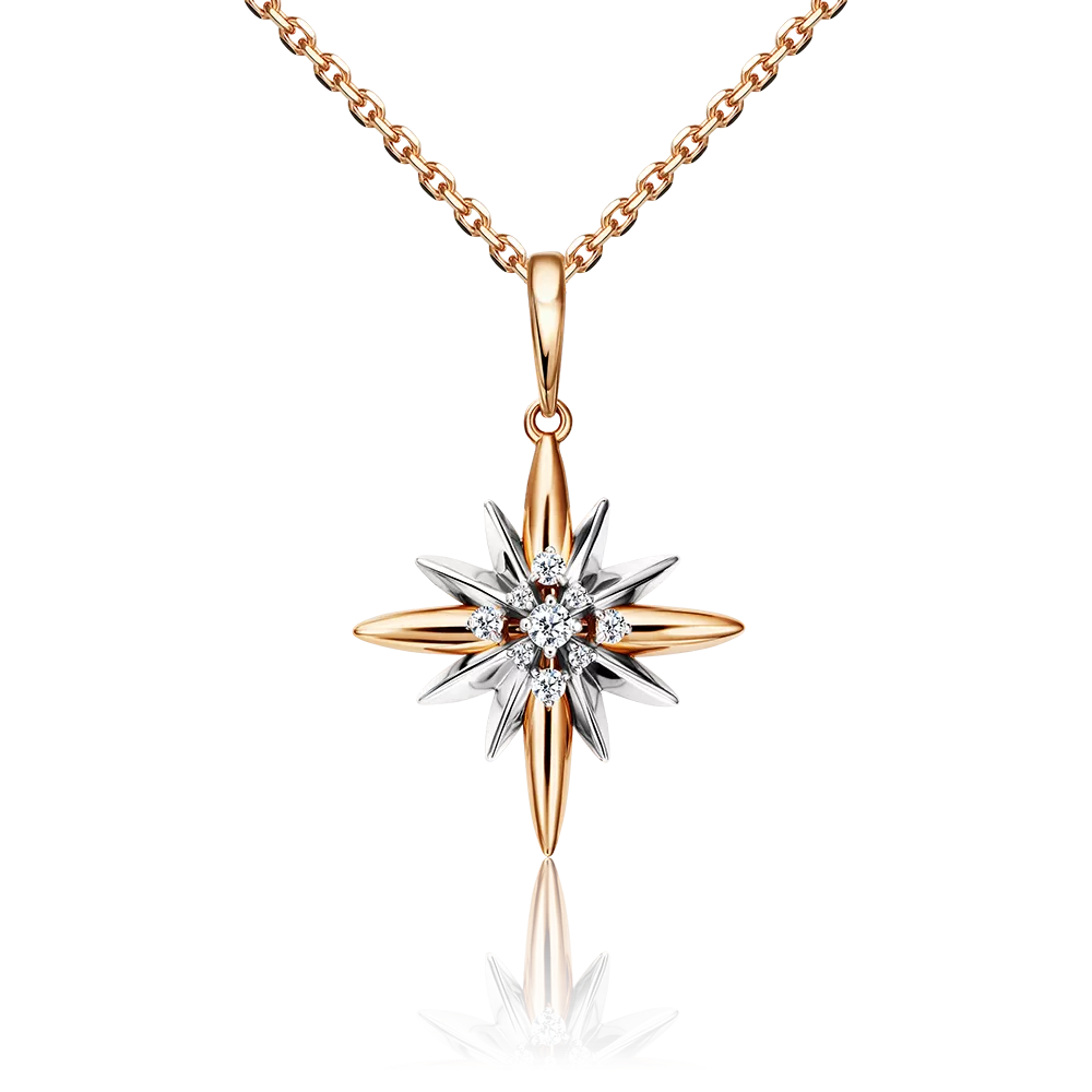 Подвеска «Вифлеемская звезда» из комбинированного золота с фианитами 03-3011-00-401-1111-03