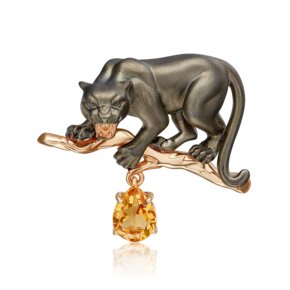 Брошь «Пантера» из красного золота с цитрином 04-0296-00-206-1110