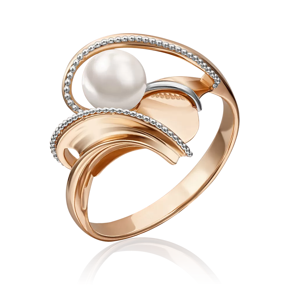 Кольцо из красного золота с жемчугом культивированным 01-5163-00-301-1110-31