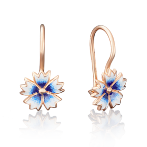 Серьги с французским замком из красного золота c эмалью 02-3568-00-000-1110-25