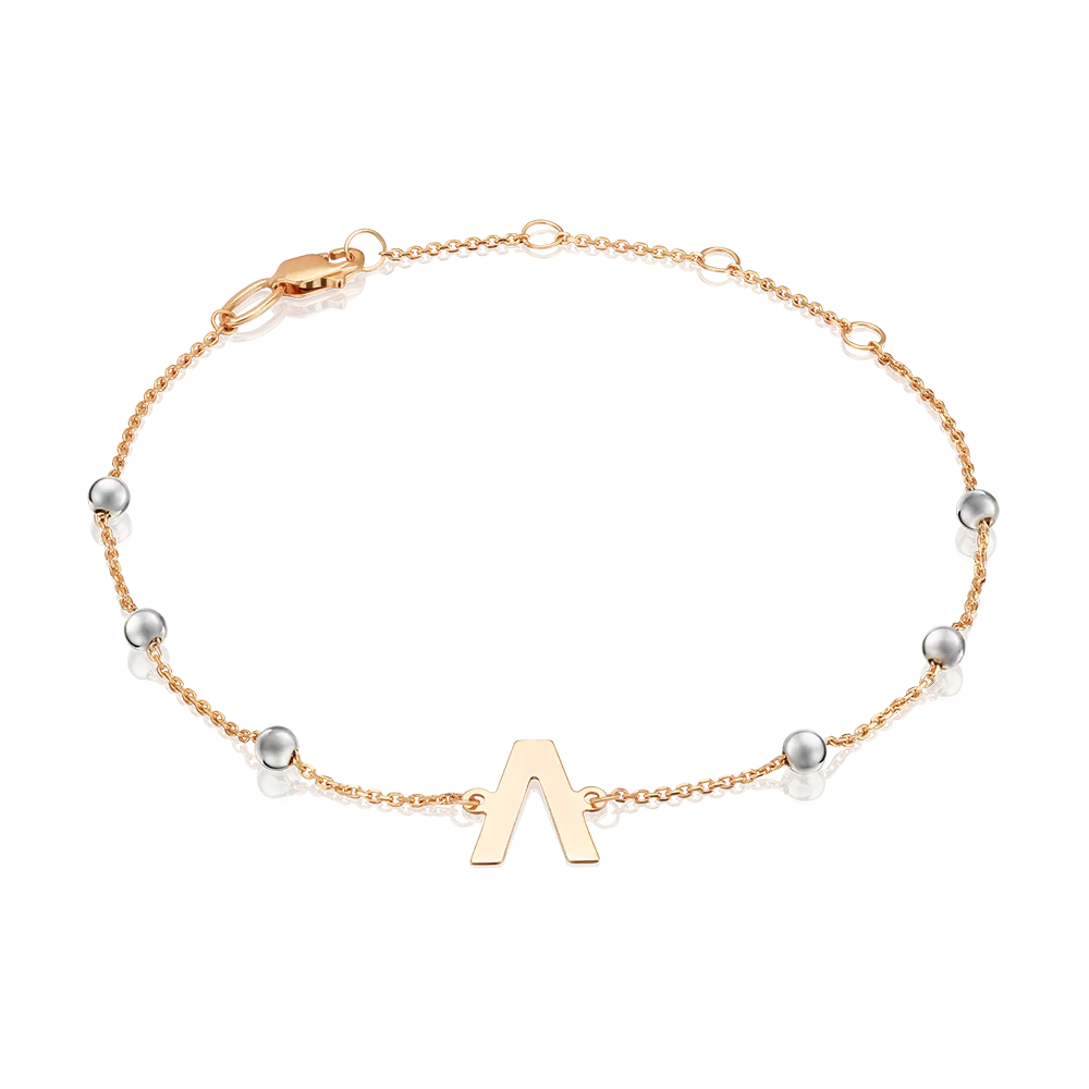 Браслет «Буква Л» из комбинированного золота 05-0849-Л-000-1111