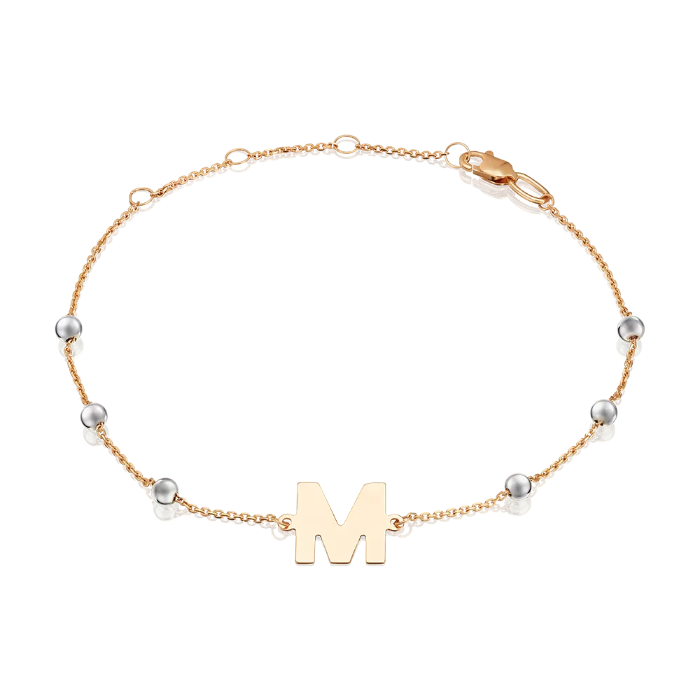 Браслет «Буква М» из комбинированного золота 05-0849-М-000-1111