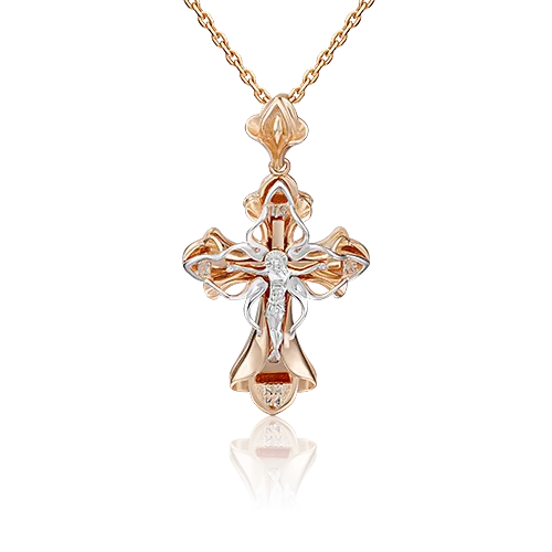 Православный крест из комбинированного золота 03-2921-00-000-1111-48