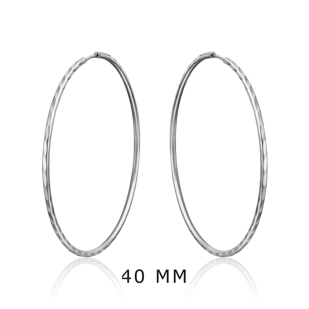 Серьги-конго из белого золота с алмазной гранью 02-0074-01-000-1120-19