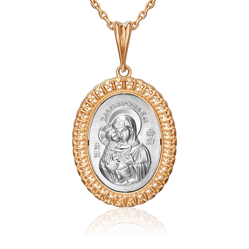 Иконка «Божия Матерь Владимирская» из комбинированного золота 03-1489-00-000-1111-42