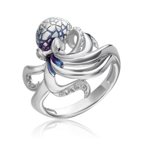 Кольцо «Осьминог» из серебра c эмалью 01-5486-00-000-0200-68