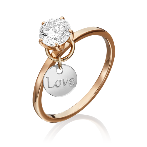 Помолвочное кольцо «Love» из комбинированного золота с фианитом 01-5326-00-501-1111-38