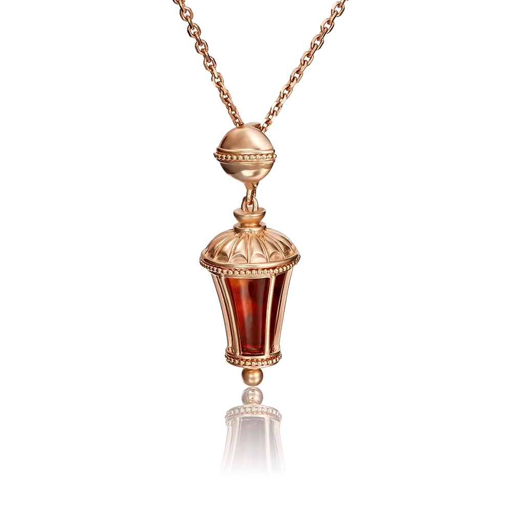 Подвеска «Фонарик» из красного золота с янтарём 03-2829-01-271-1110-46
