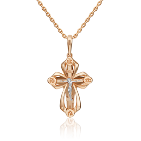 Православный крест из комбинированного золота 03-3159-00-000-1111-42