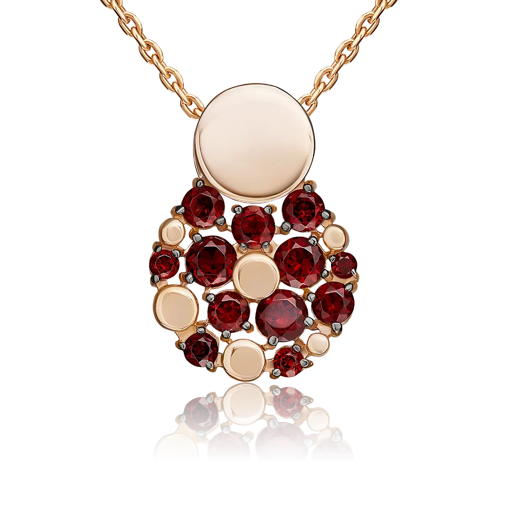 Подвеска из красного золота с гранатами 03-3571-00-204-1110