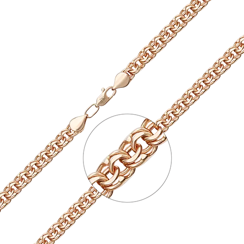 Цепь из красного золота с алмазной гранью (плетение «Бисмарк») 21-2705-100-1110-19