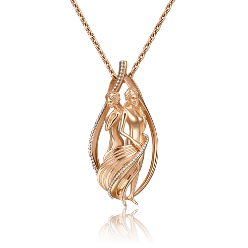 Подвеска «Знак зодиака Близнецы» из комбинированного золота 03-2814-08-000-1111-48