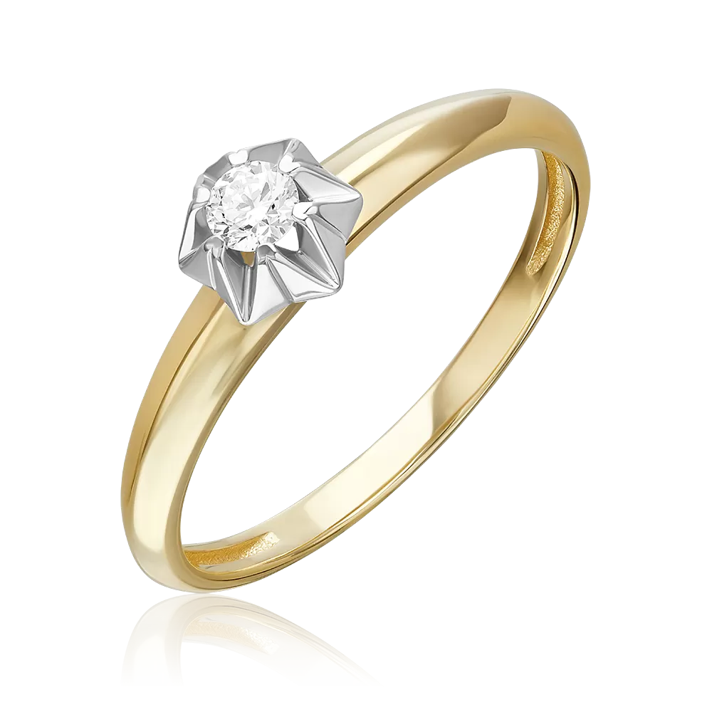 Кольцо из комбинированного золота с бриллиантом 01-5806-00-101-1121