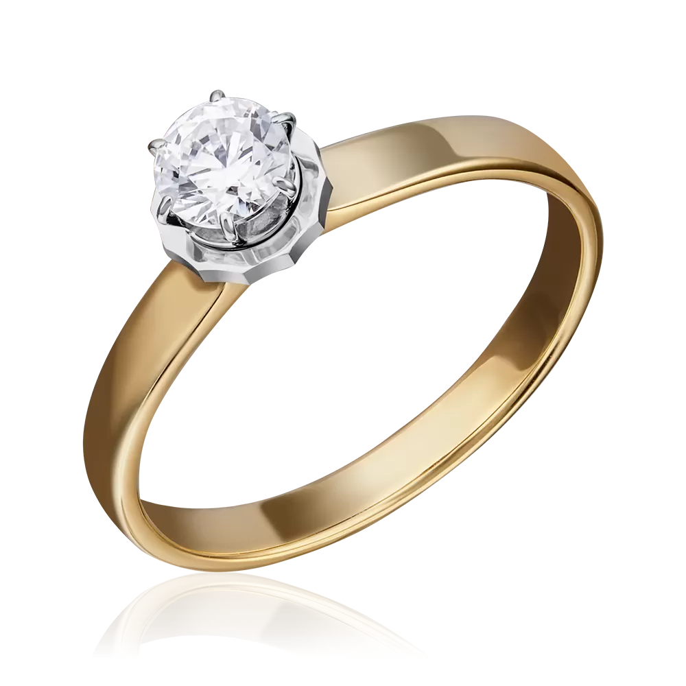 Помолвочное кольцо из комбинированного золота с фианитом 01-5234-00-501-1121-38