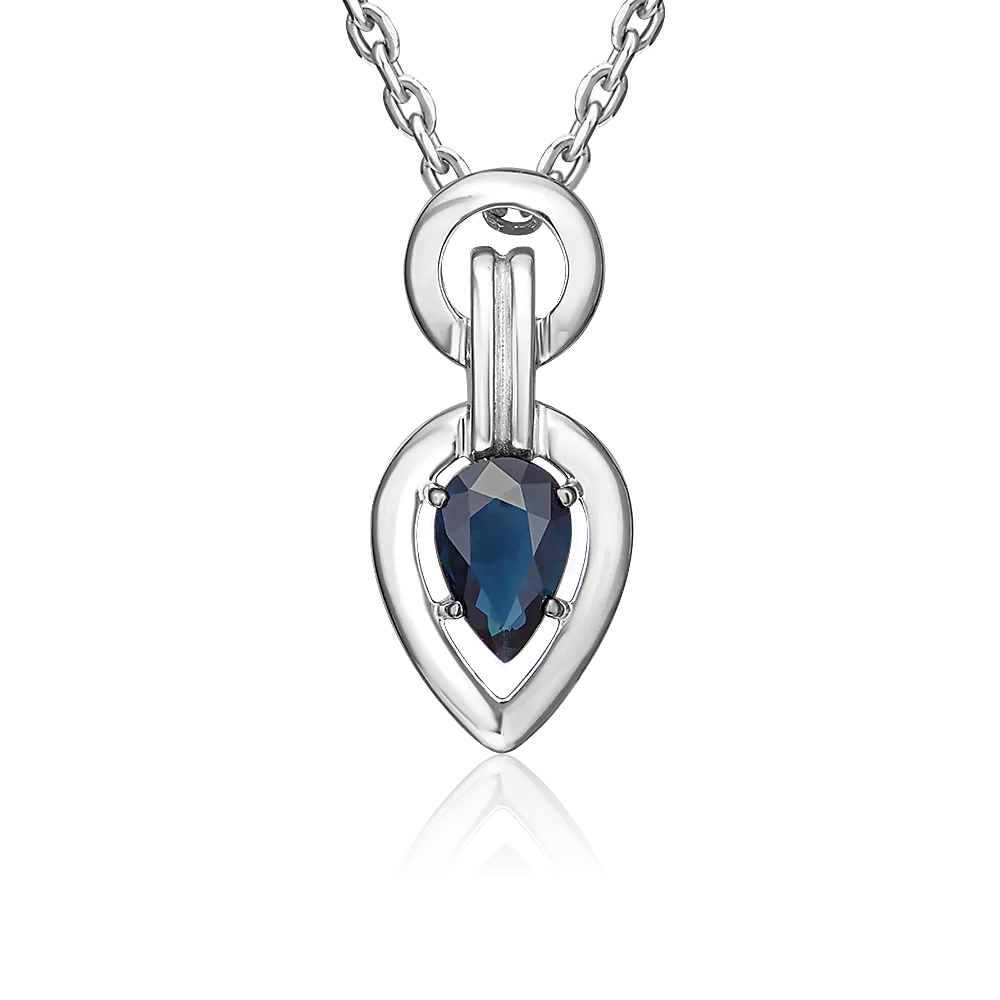 Подвеска из белого золота с сапфиром 03-3612-00-102-1120