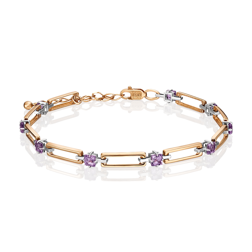 Браслет из комбинированного золота с аметистами 05-0637-00-203-1111-57