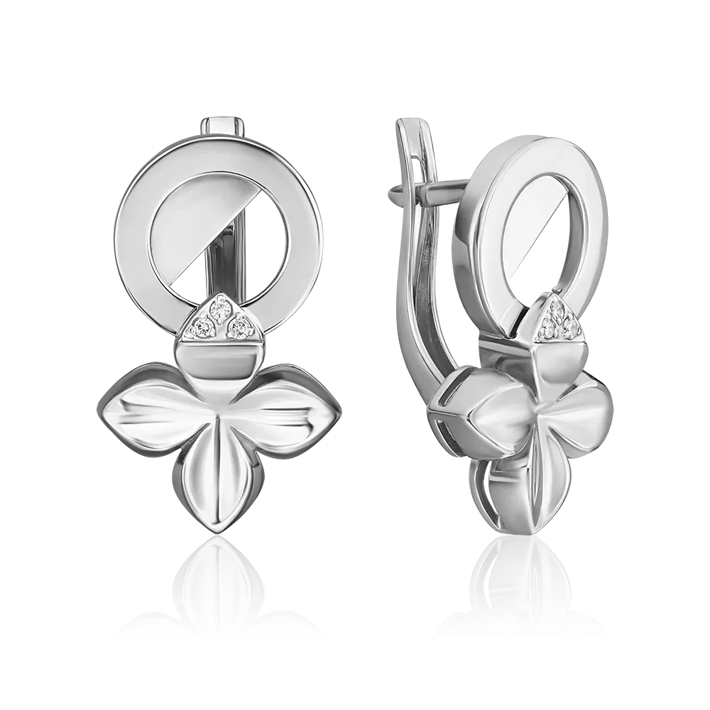 Серьги с английским замком из белого золота с бриллиантами 02-4982-00-101-1120